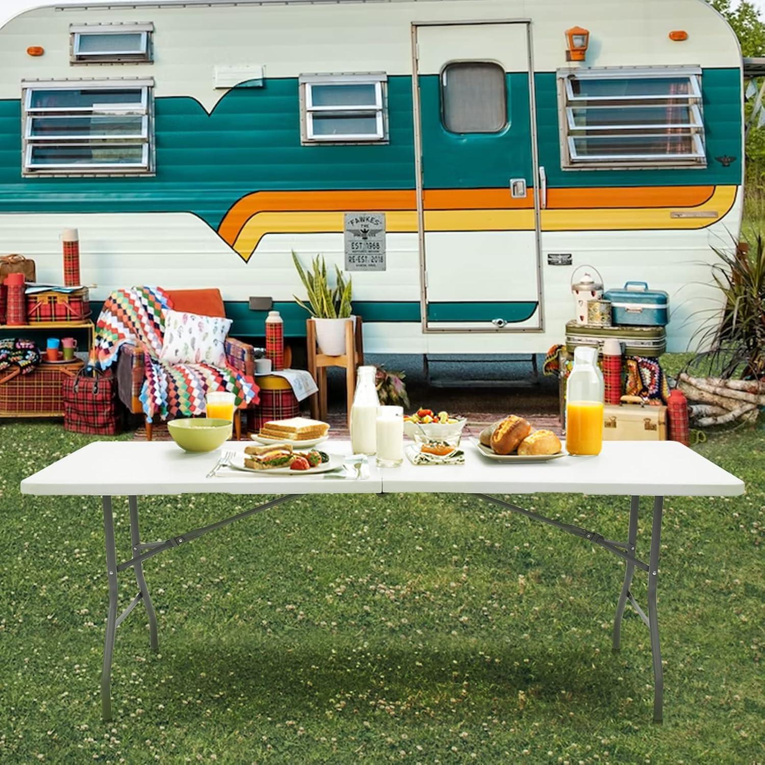 Mesa Plegable 180 cm Lakhow Blanca para Picnic y Eventos