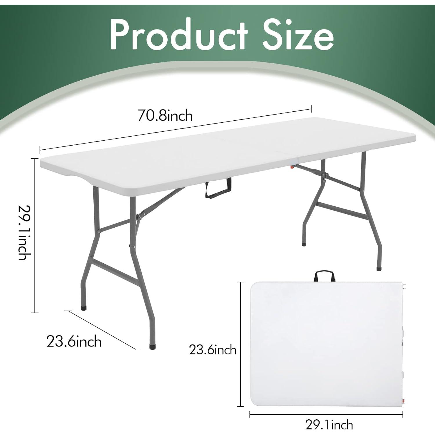 Mesa Plegable 180 cm Lakhow Blanca para Picnic y Eventos