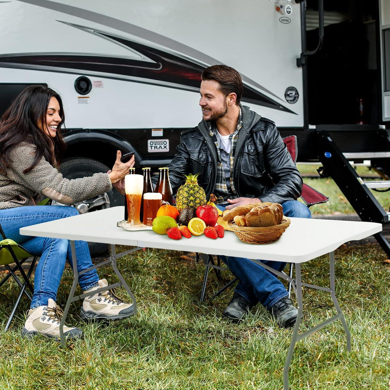 Mesa Plegable 180 cm Lakhow Blanca para Picnic y Eventos