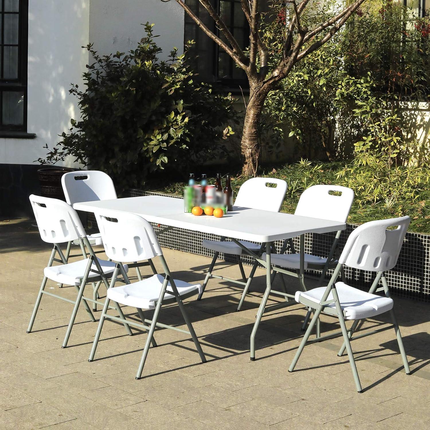 Mesa Plegable 180 cm Lakhow Blanca para Picnic y Eventos