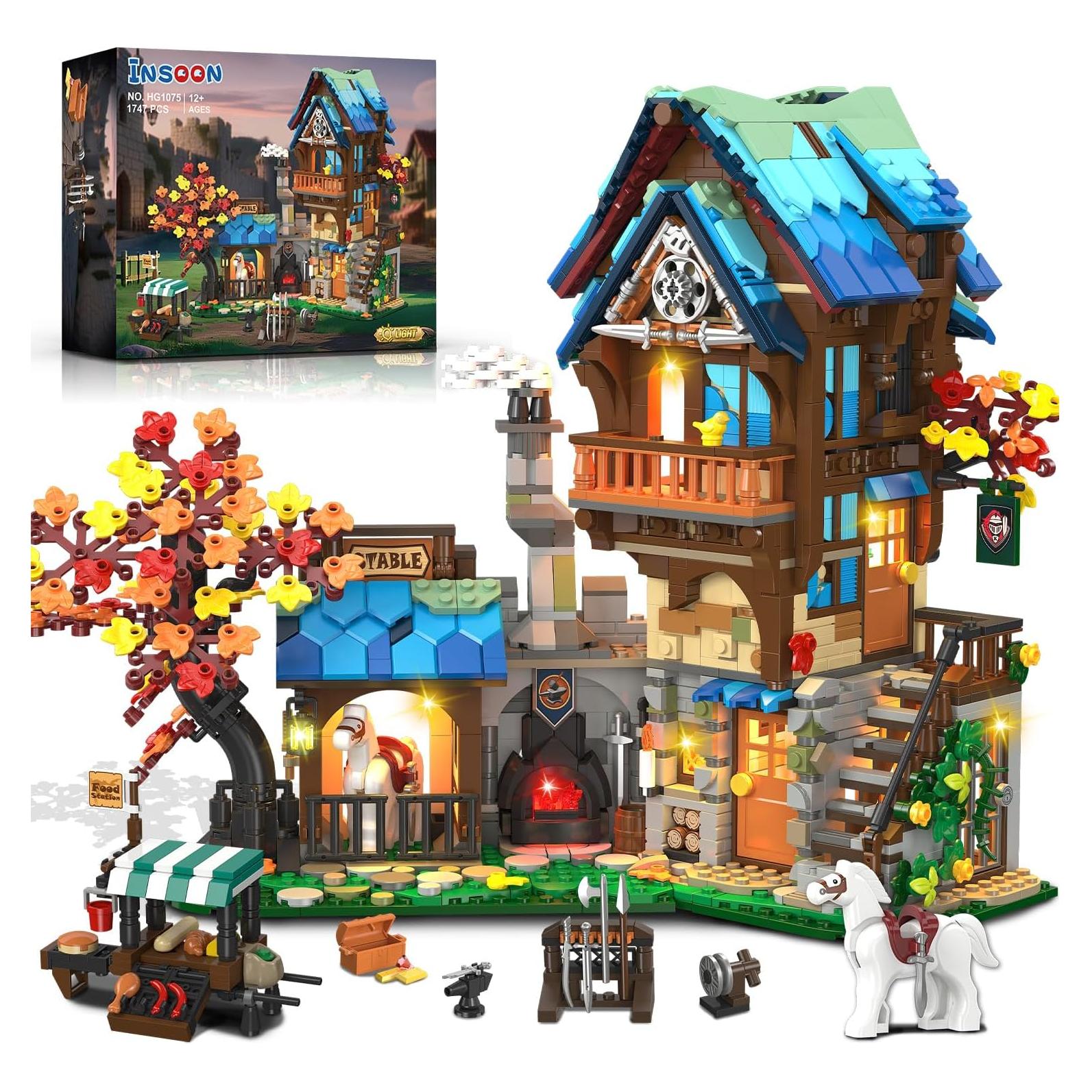 Conjunto de Edificio Medieval INSOON 1747 PZS con Luces