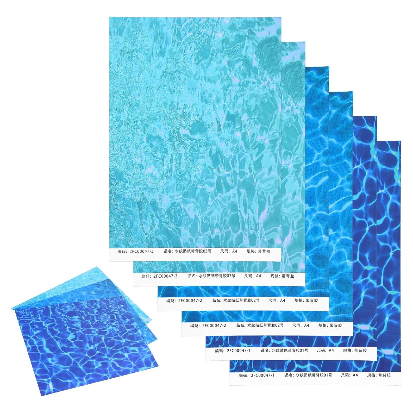 Calcomanías de Agua Ripple Telooco 6 Pcs 29.7x21 cm Azul
