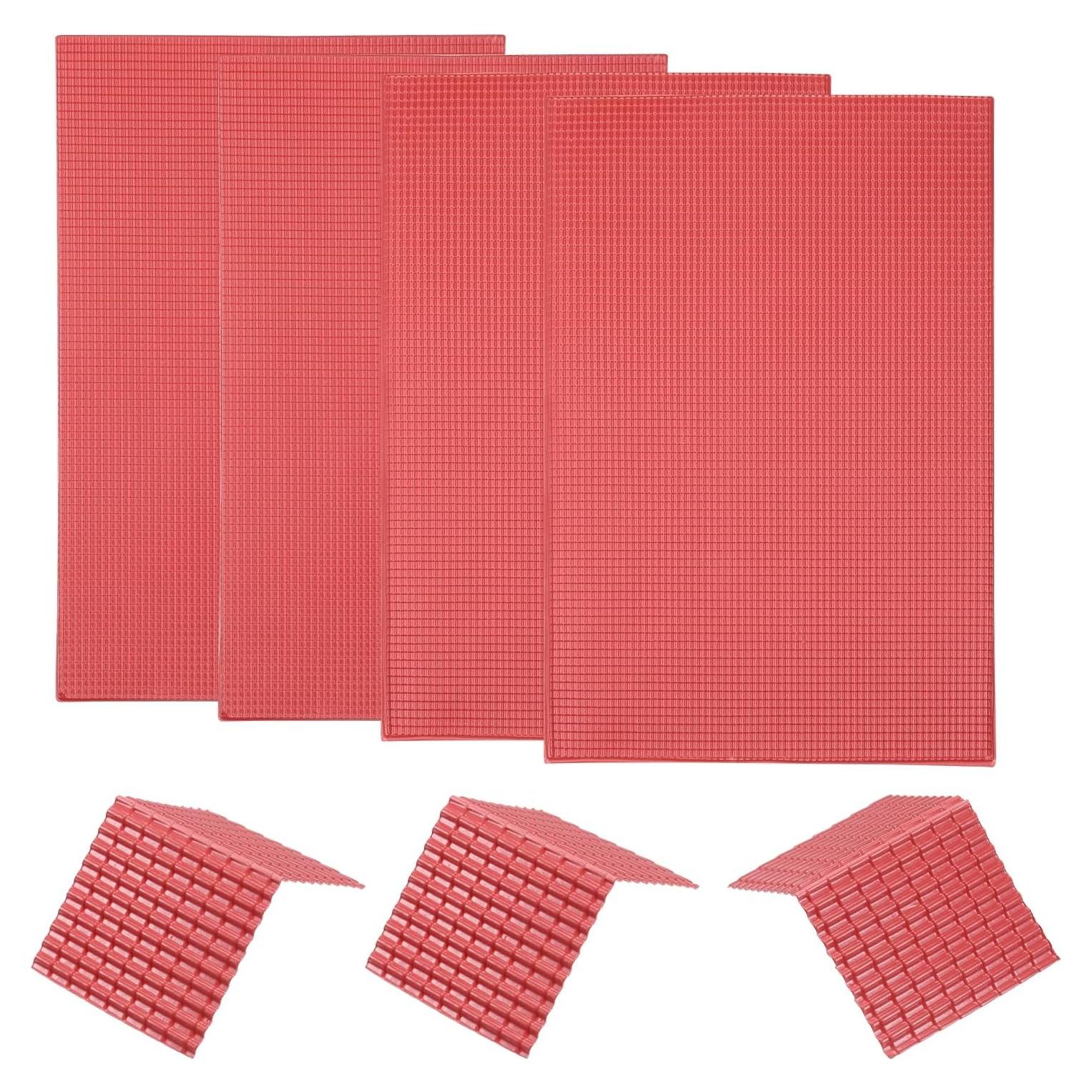 Tejas de Techo Miniatura MECCANIXITY PVC 29.5x19.5cm Rojo Oscuro