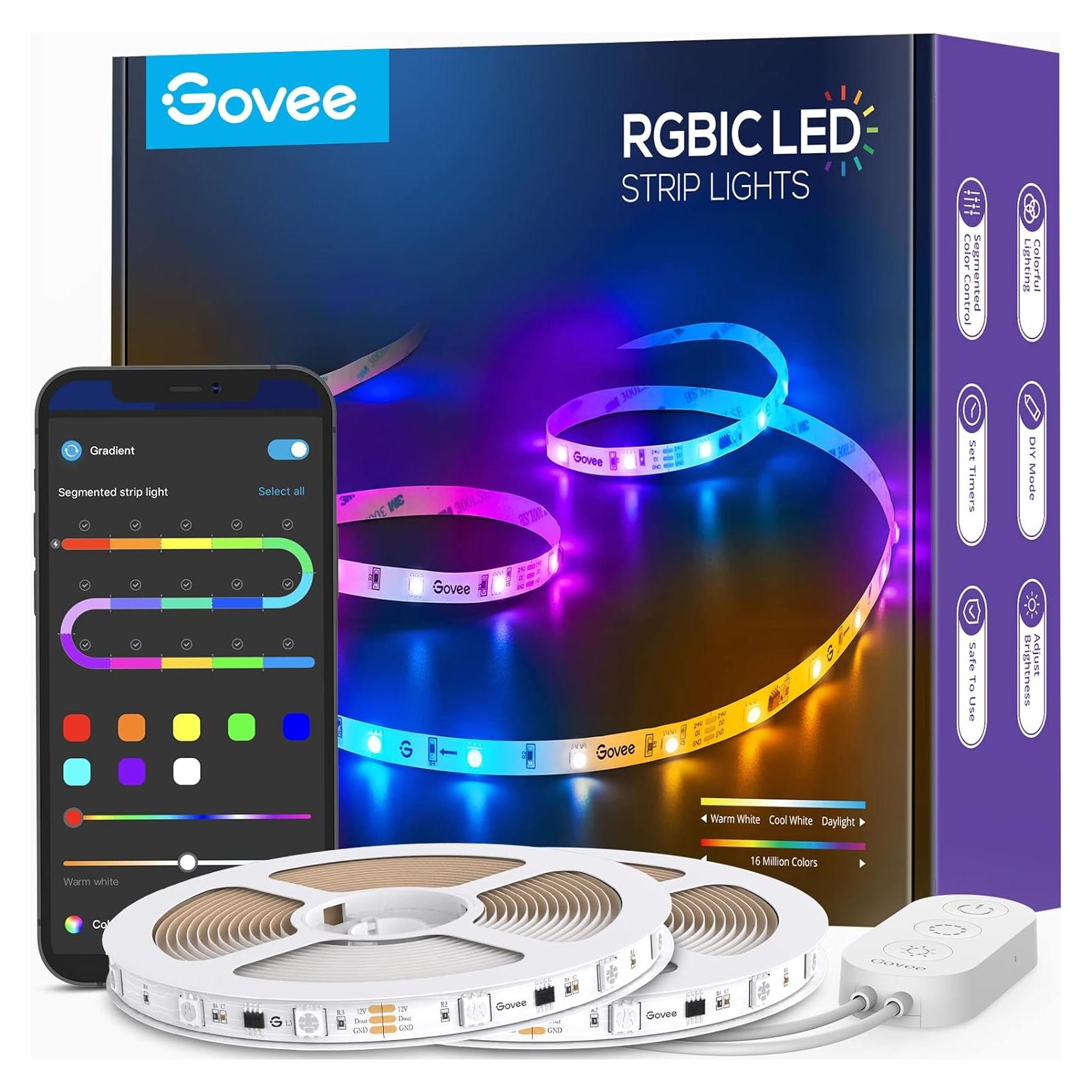 Tira LED Govee 20m RGBIC Control Bluetooth Decoración