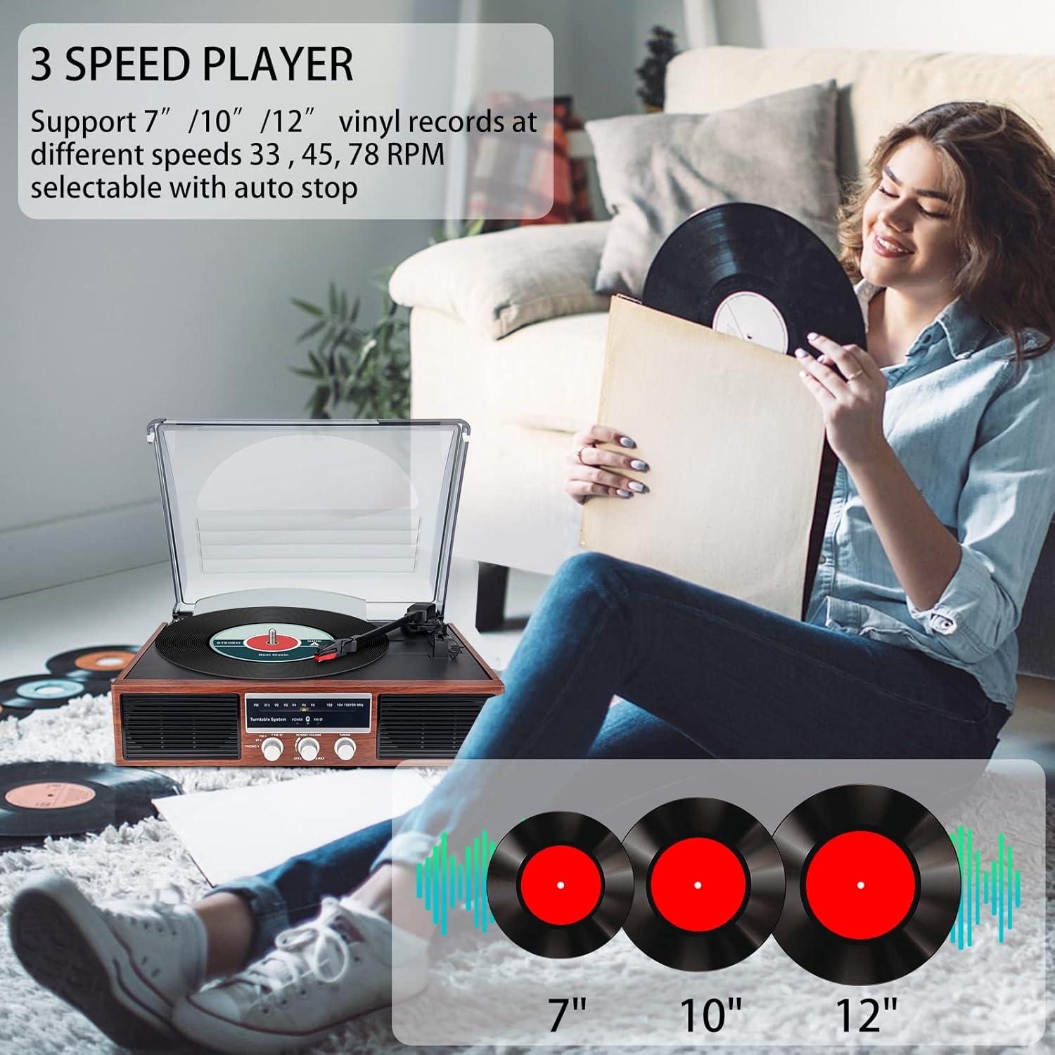 Reproductor de Vinilo Bluetooth LUXSWAY DY-138BT 3 Velocidades