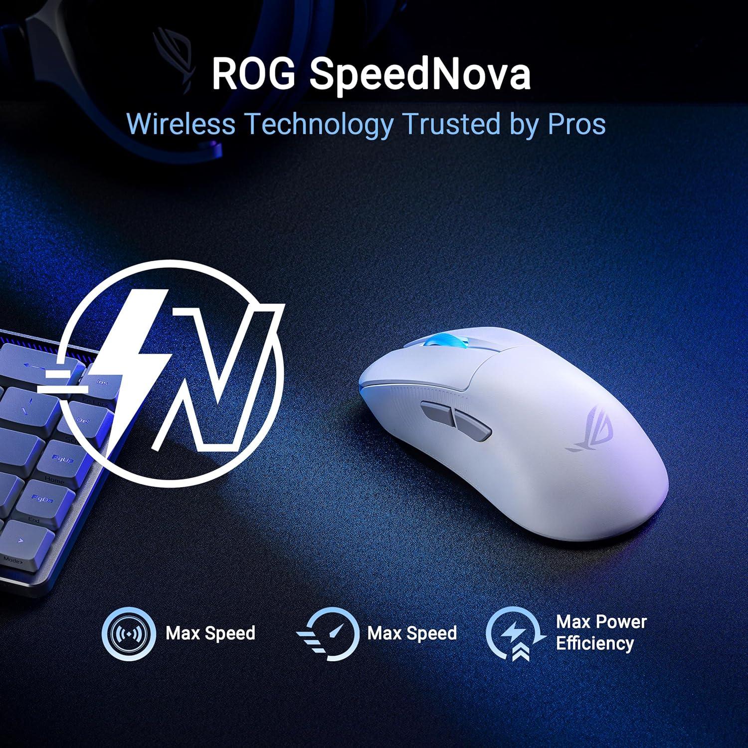 ASUS ROG Keris II Ace Wireless Gaming Mouse, 54g Lightweight, AimPoint Pro 42K Optical Sensor, Optical Micro Switches, SpeedNova Wireless, ROG Polling Rate Booster, Esports & FPS Gaming, White