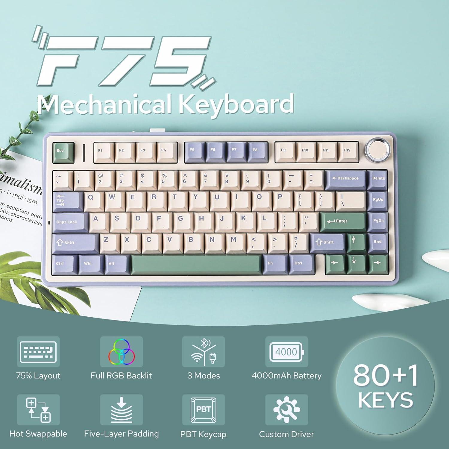 Teclado Mecánico EPOMAKER F75 Inalámbrico RGB Verde