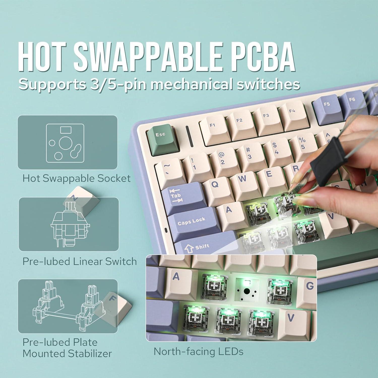 Teclado Mecánico EPOMAKER F75 Inalámbrico RGB Verde