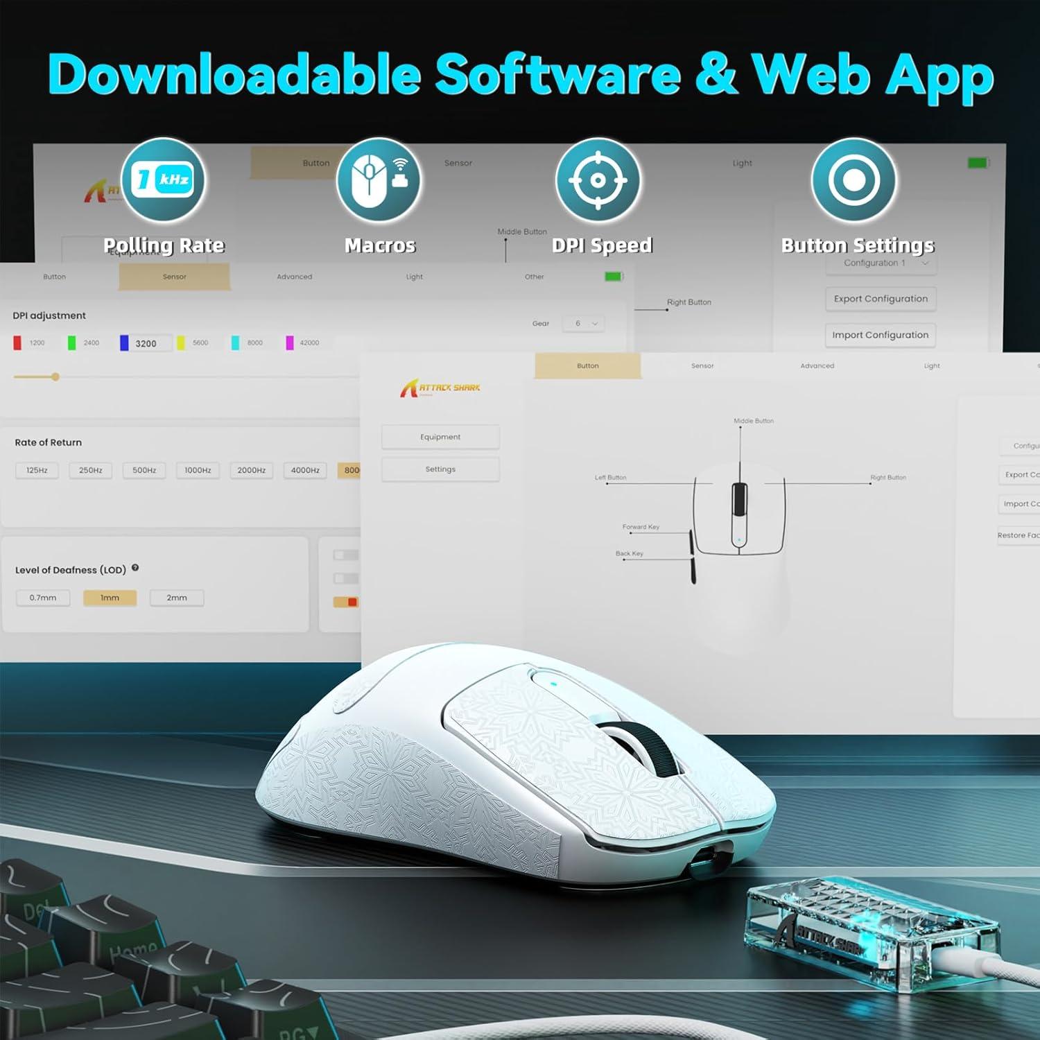 Ratón Gaming Inalámbrico ATTACK SHARK V5 - 42000 DPI - 55g