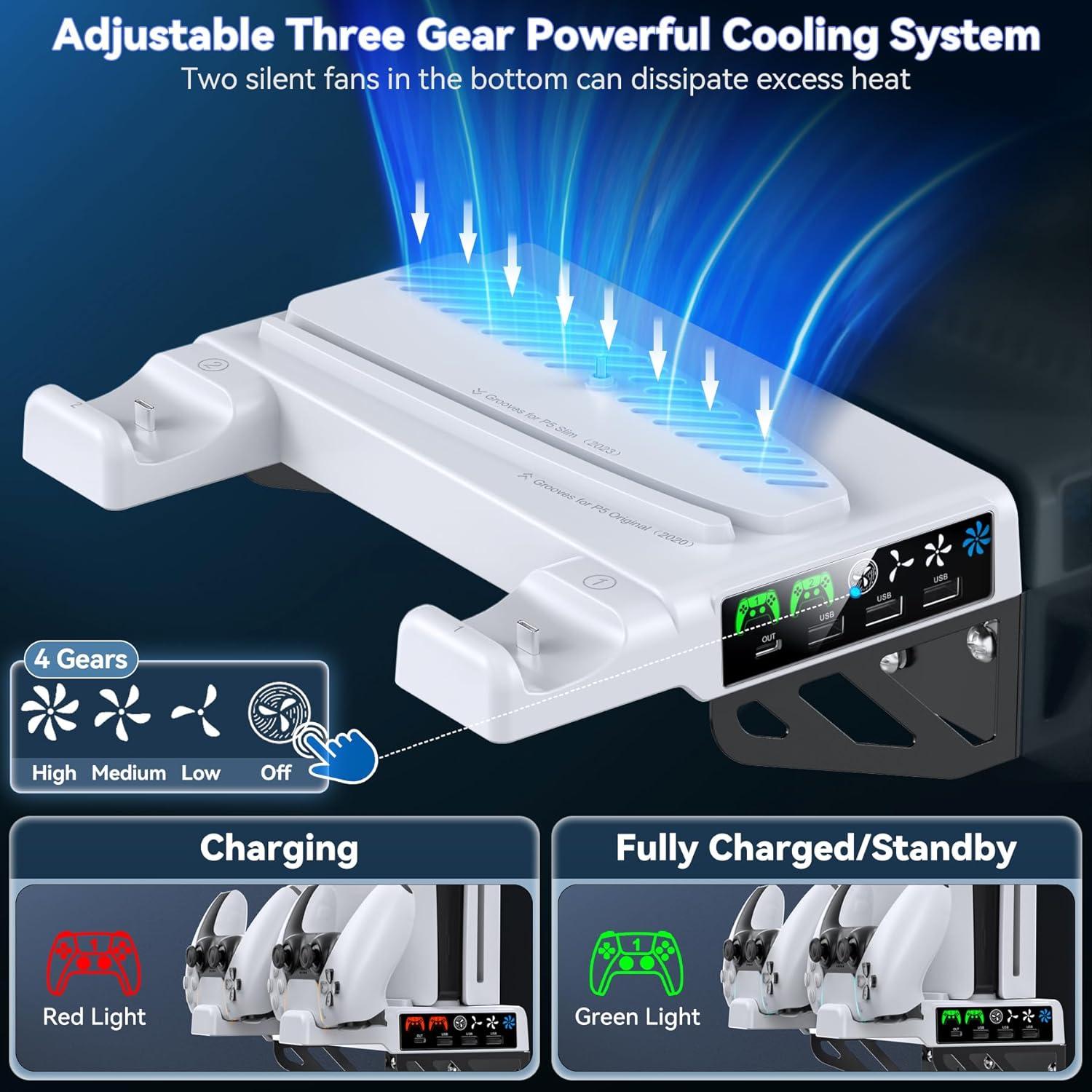 Soporte de Pared PS5 Tokluck con Ventilador y Carga Rápida