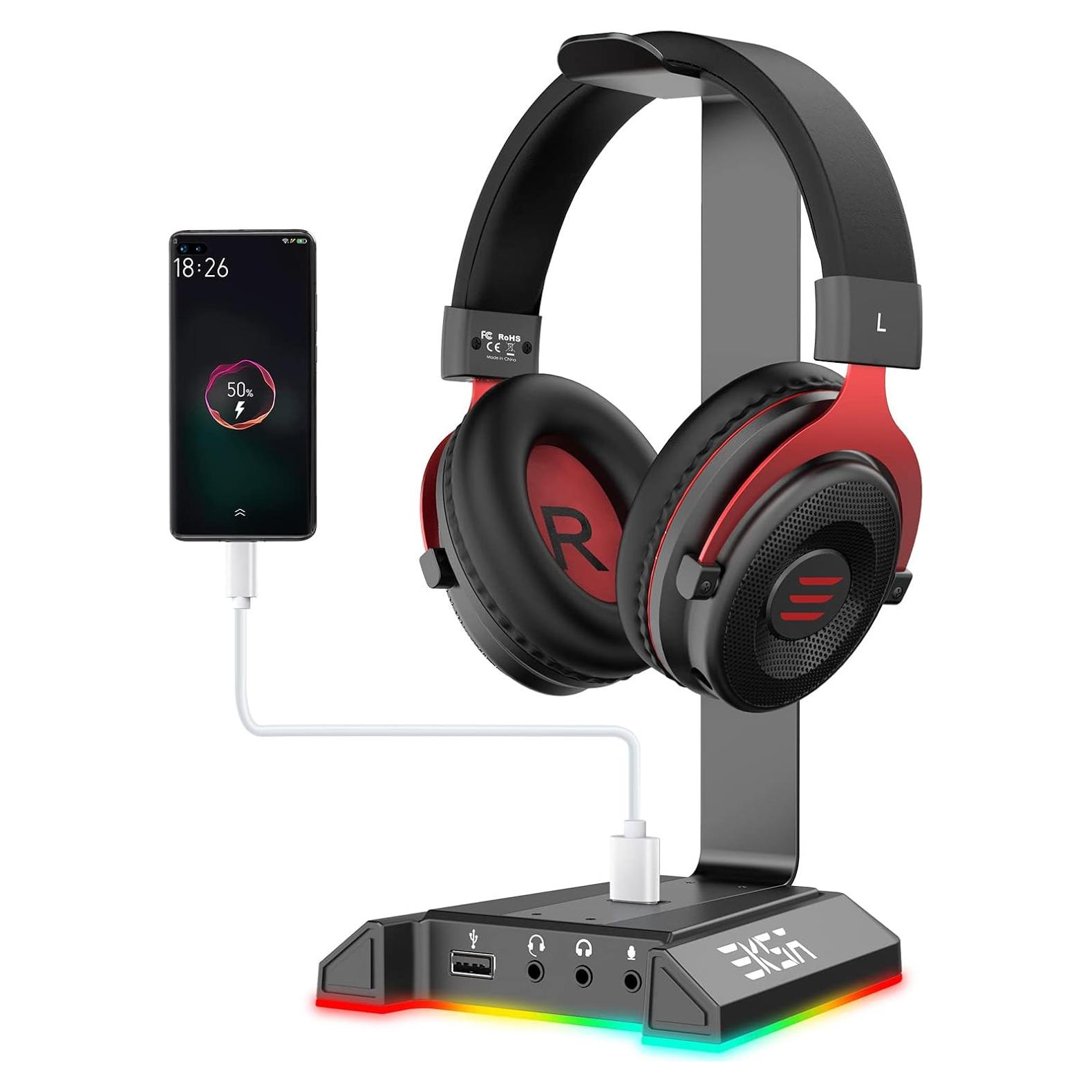 Soporte para Auriculares EKSA W1 con Iluminación RGB y Sonido 7.1