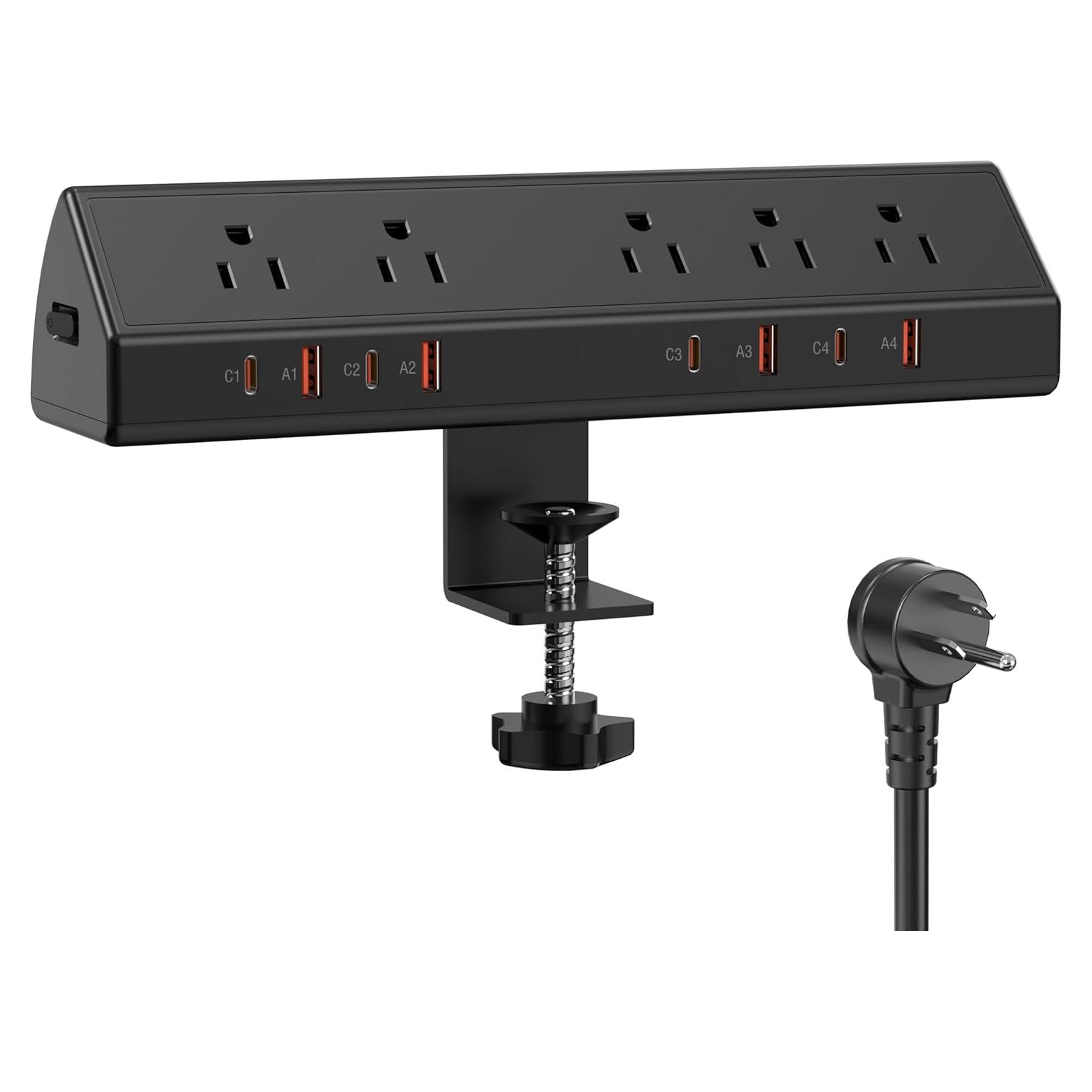 Toma Corriente de Abrazadera Jgstkcity 65W 4 USB-C 5 Salidas