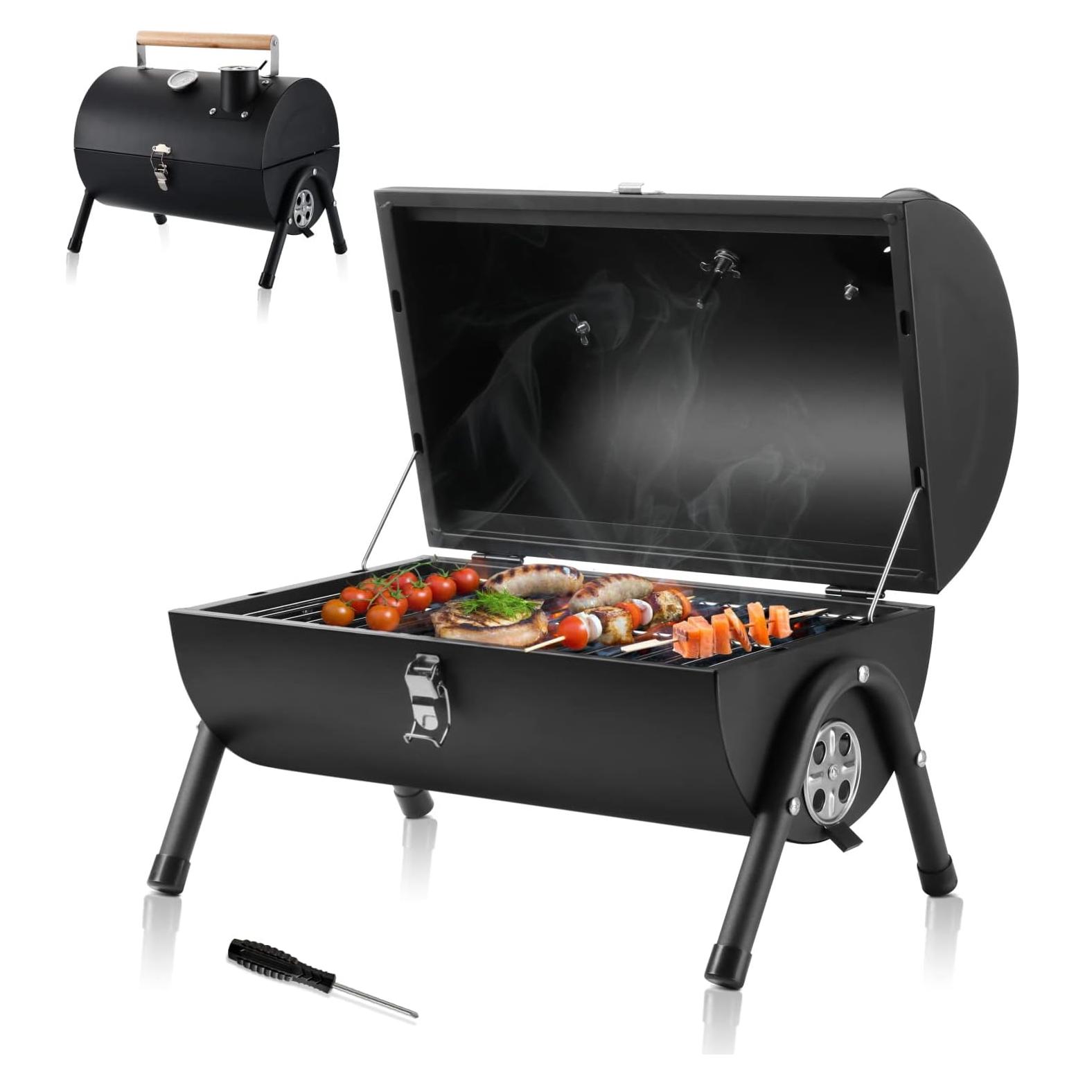 Parrilla de Carbón Portátil HaSteeL Compacta con Termómetro