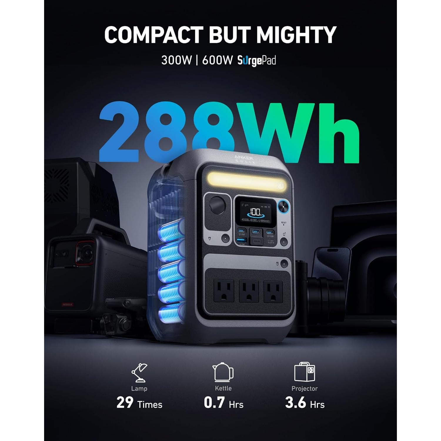 Estación de Energía Portátil Anker SOLIX C300 288Wh 300W