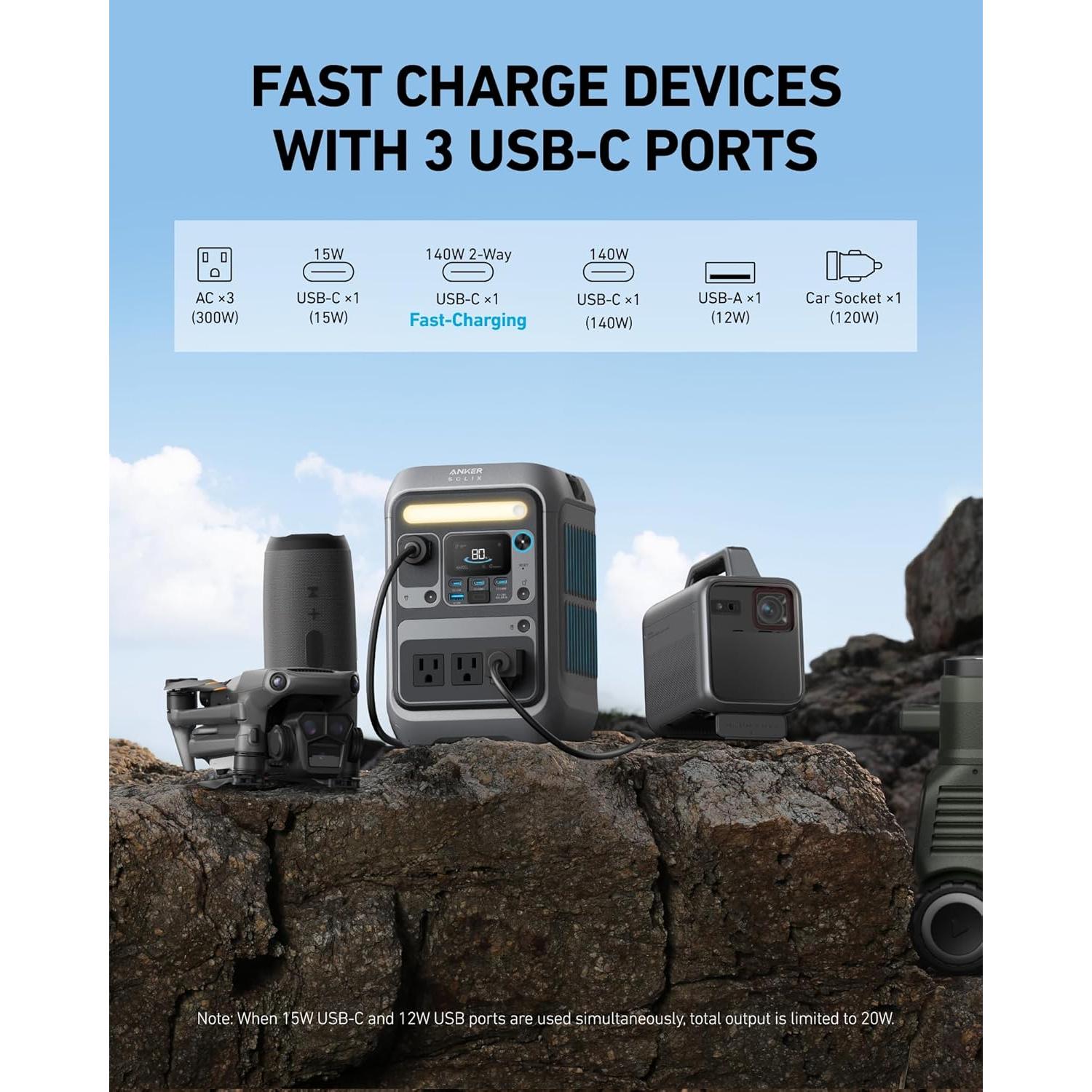 Estación de Energía Portátil Anker SOLIX C300 288Wh 300W