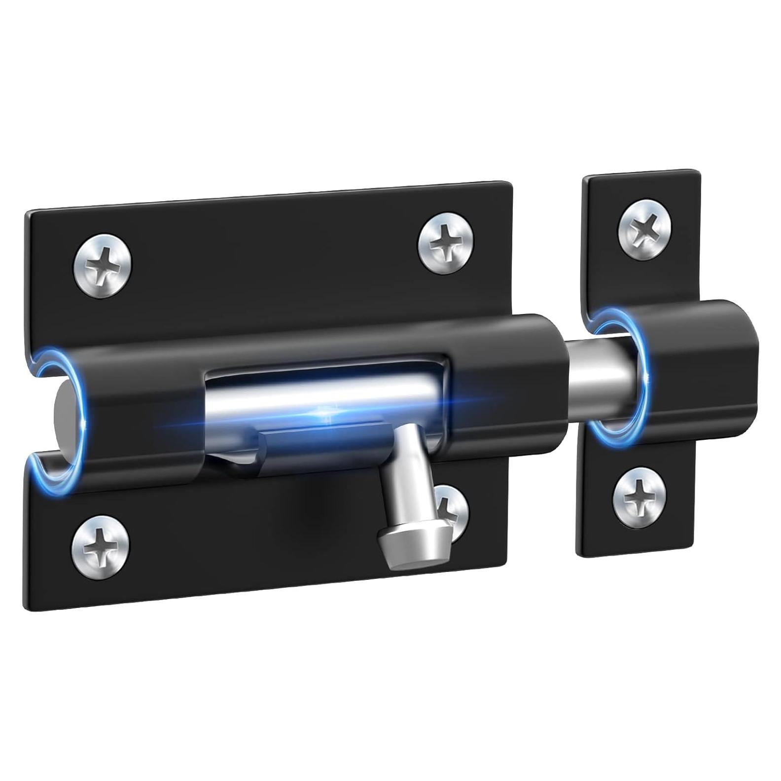 Cerradura de Pestillo Deslizante HELEMAN Negra 1 Paquete