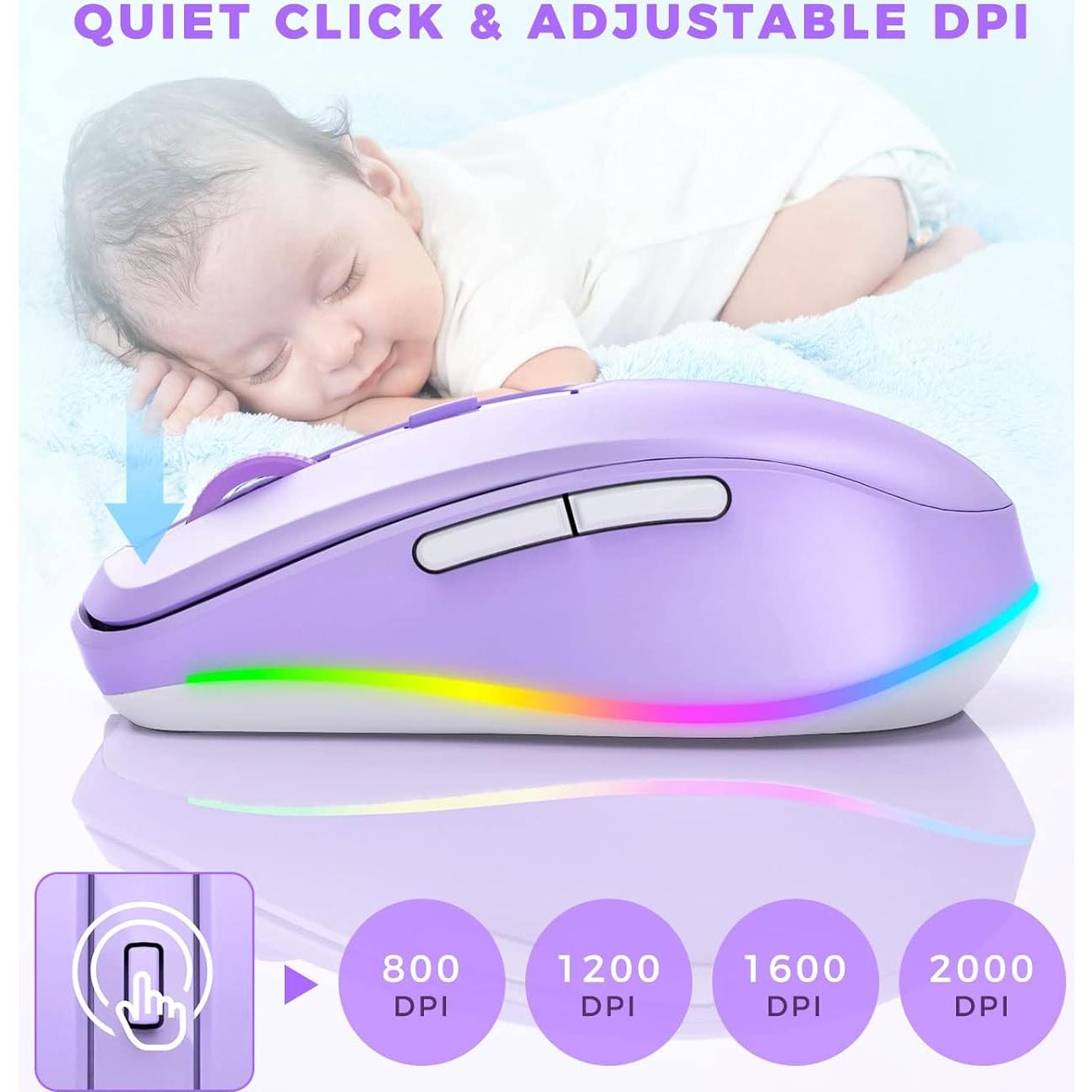 Ratón Inalámbrico Jiggler PEIOUS Recargable 4 DPI Púrpura