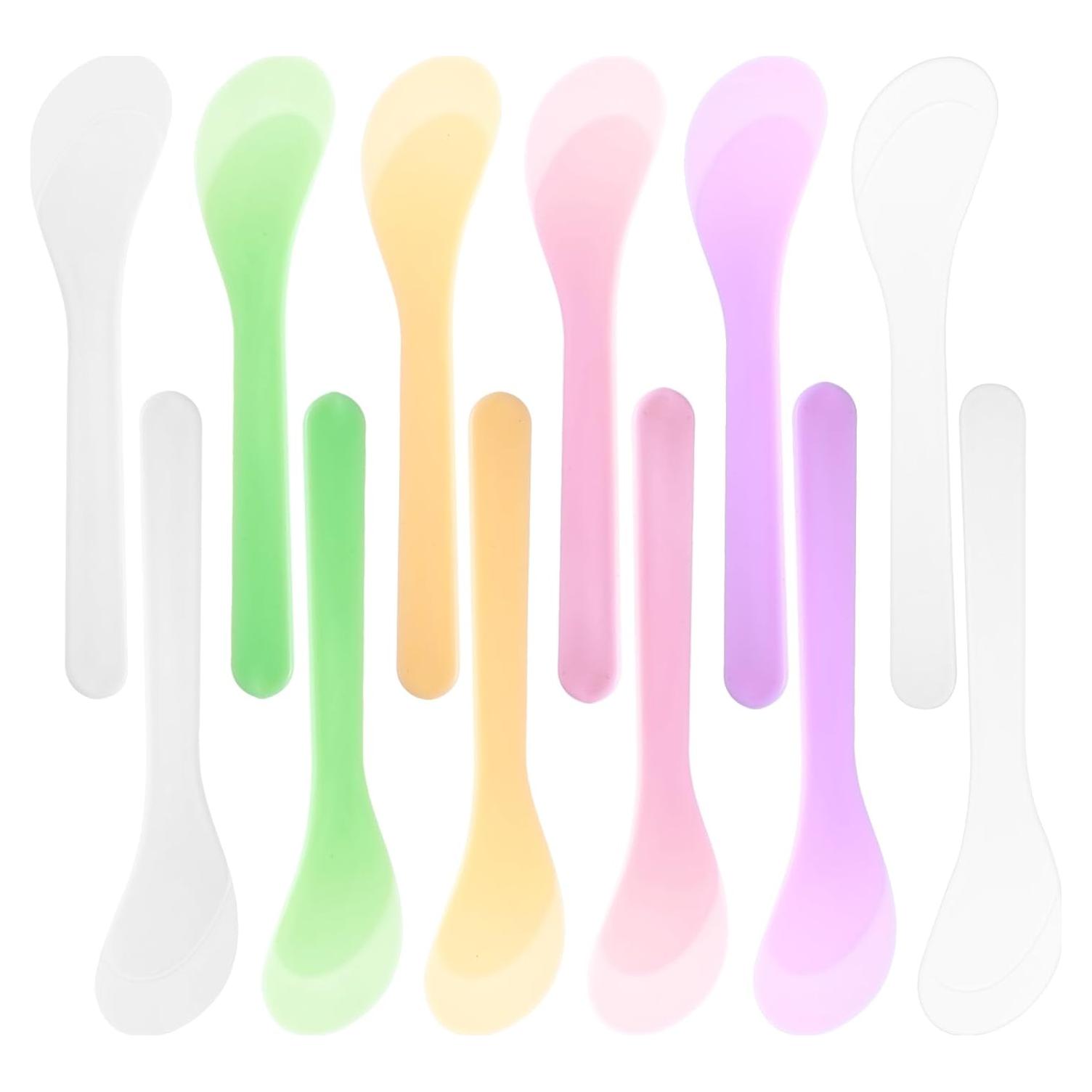 12 Espátulas Cosméticas de PP para Cuidado Facial 12.5 cm