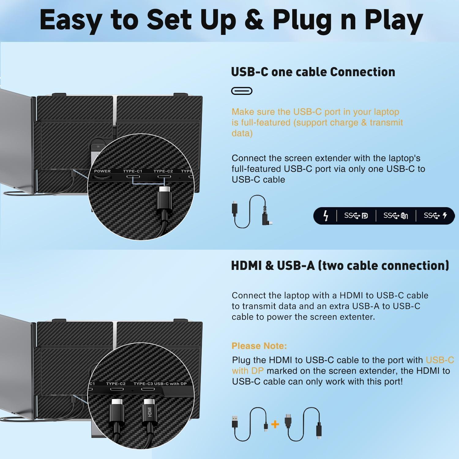 Extensor de Pantalla Portátil KEFEYA 14" FHD 1080P USB-C/HDMI