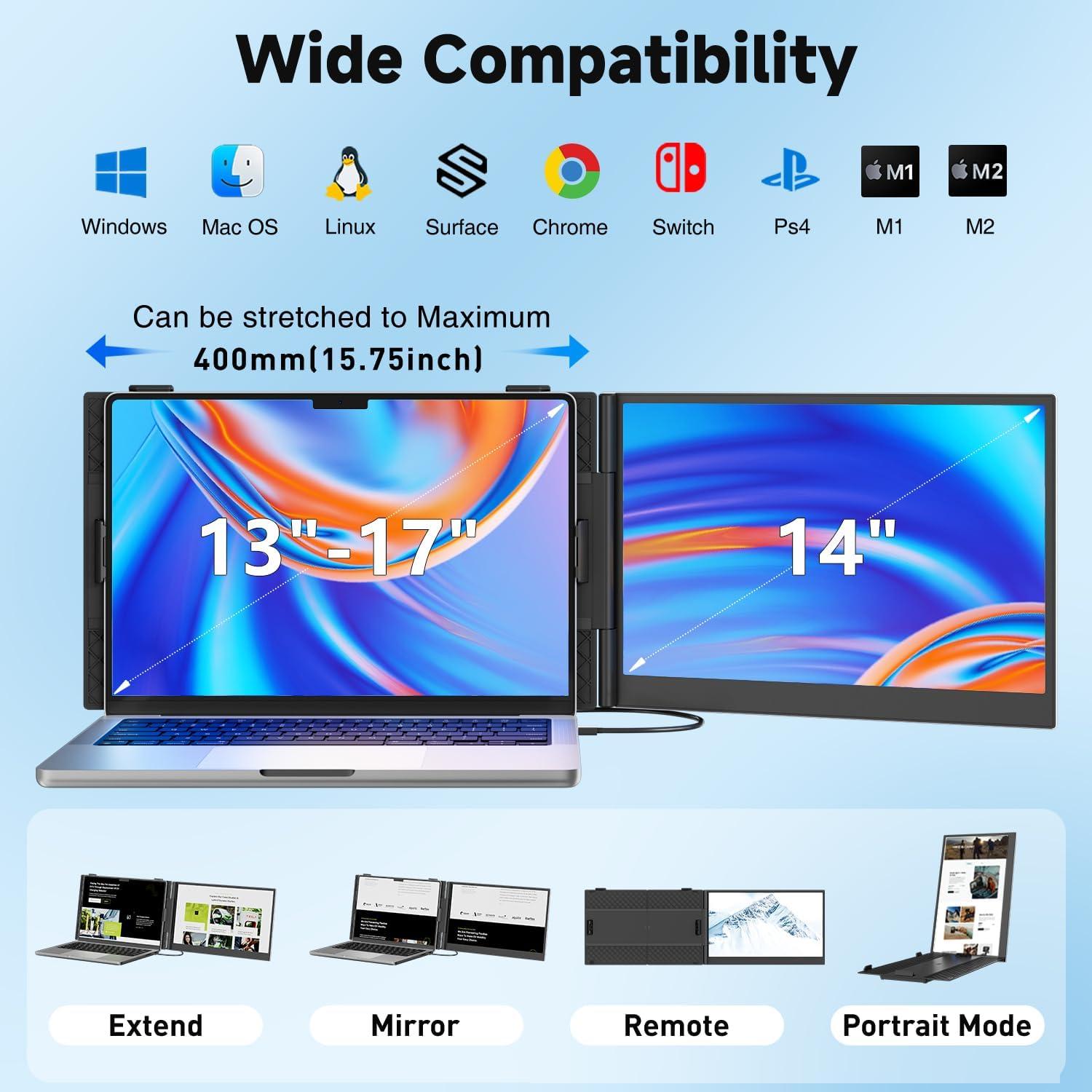 Extensor de Pantalla Portátil KEFEYA 14" FHD 1080P USB-C/HDMI