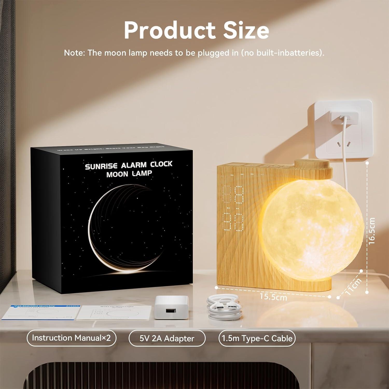 Despertador de Amanecer RETEYUNG AJ320 con Luz de Luna y Sonidos Naturales