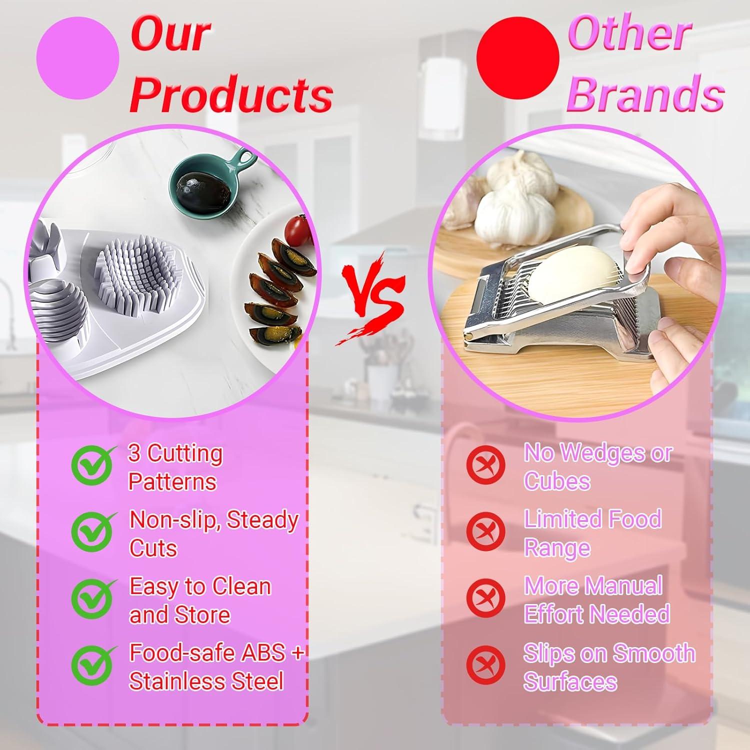 Cortador de Huevos 3 en 1 TNDCKP de Acero Inoxidable Blanco