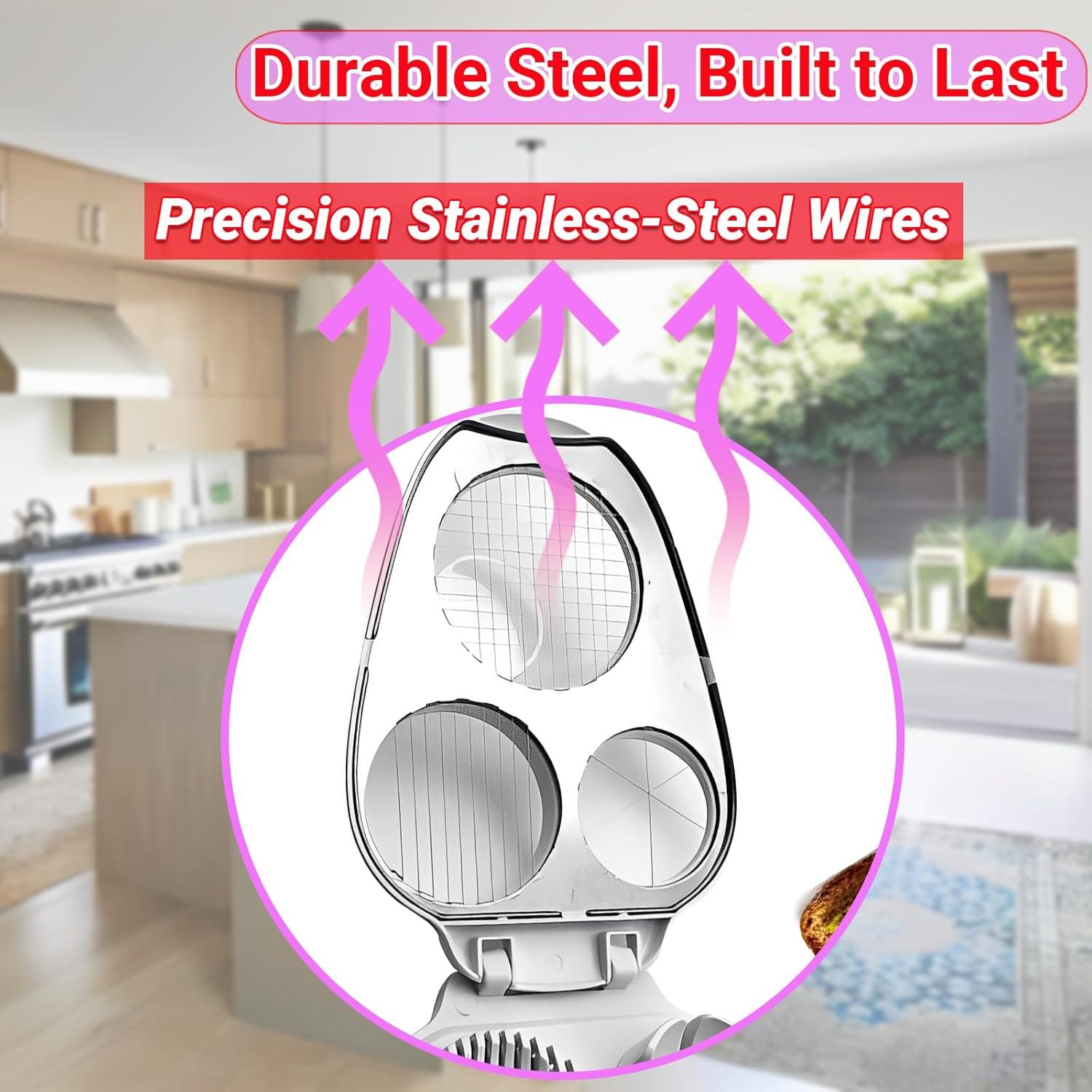 Cortador de Huevos 3 en 1 TNDCKP de Acero Inoxidable Blanco