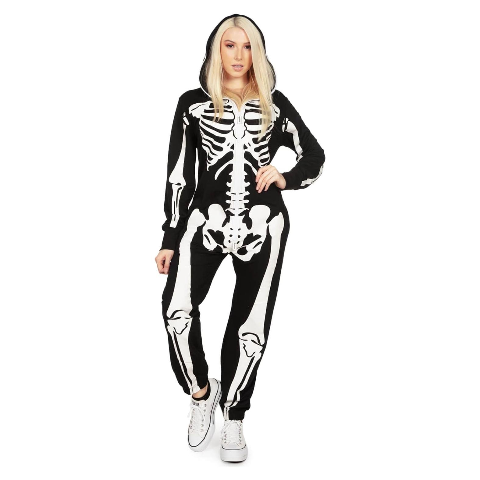Disfraz de Esqueleto Tipsy Elves para Mujeres - Mono Cómodo