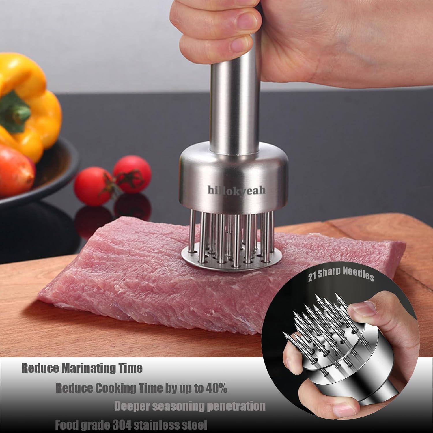 Herramienta Ablandadora de Carne Hillokyeah con 21 Agujas Acero Inoxidable