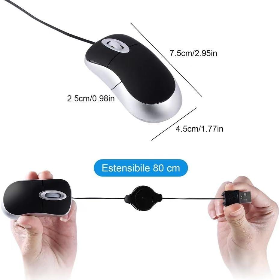 Ratón Mini USB C Retráctil Gong Fang Hua 1600 DPI Negro