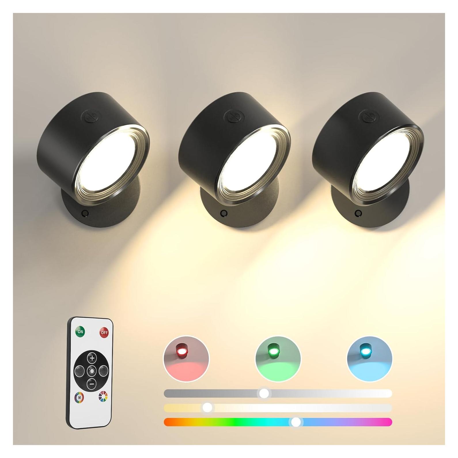 Luces de Pared LED Lightbiz 3 Pcs RGB Recargables 3000mAh