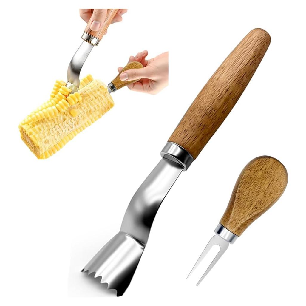 Pelador de Maíz OMGOD con Mango de Madera y Sujetadores