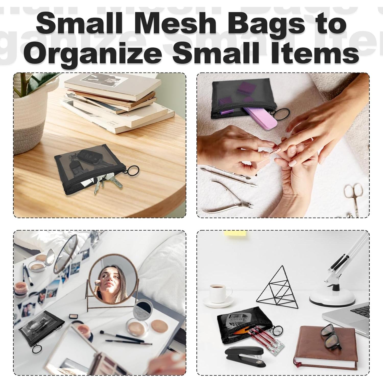 Mini Bolsas de Malla CarryEpic 4 Paquete Negro 12.7x10.16cm