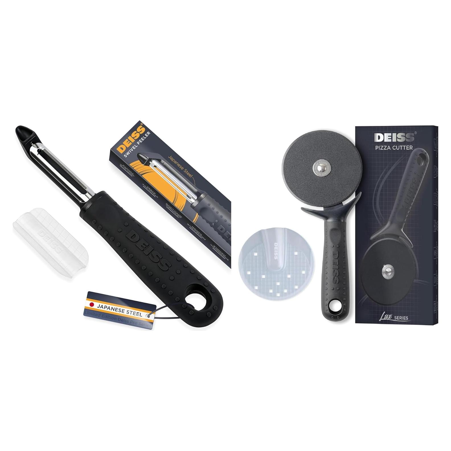 Pelador de Verduras Giratorio Deiss PRO y Cortador de Pizza Deiss Lux