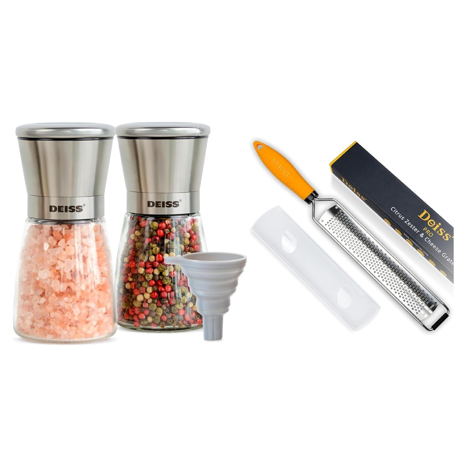 Conjunto Molinillos Sal y Pimienta Deiss PRO + Rallador Limón