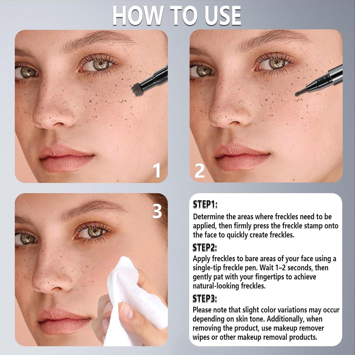 Lápiz de Sello de Pecas HOSAILY 2PCS Impermeable Marrón Claro