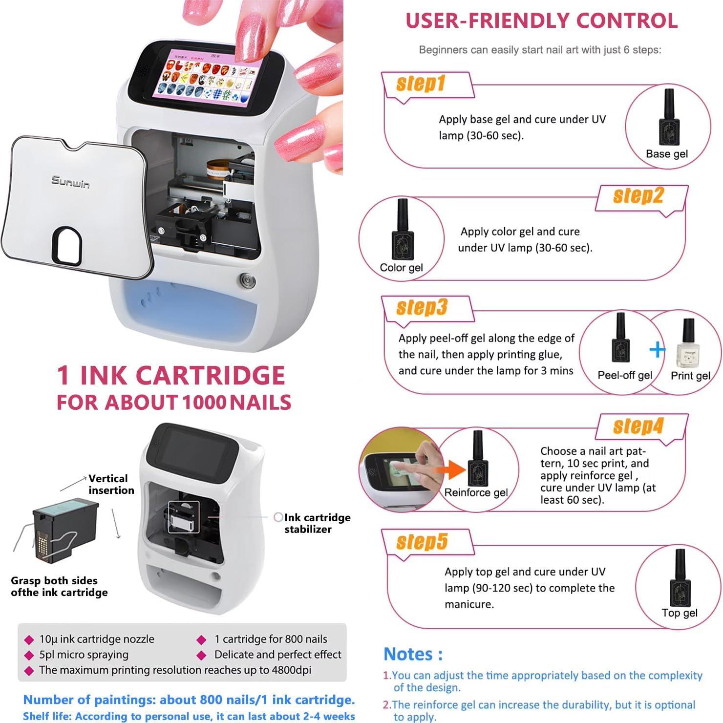Impresora de Uñas 3D Inteligente Flatpincololee 4800DPI