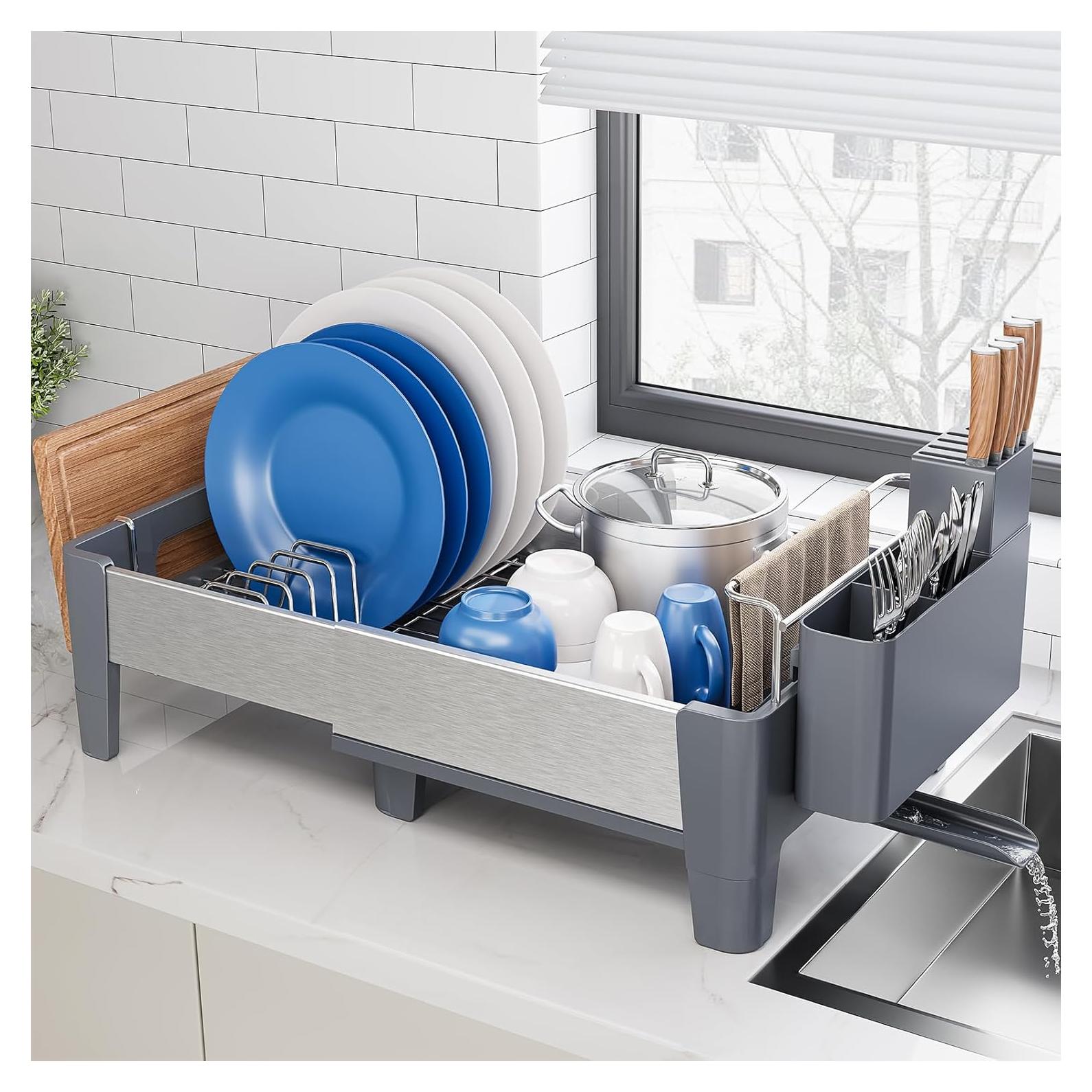 Escurridor de Platos Expandible Urackify Acero Inoxidable Gris