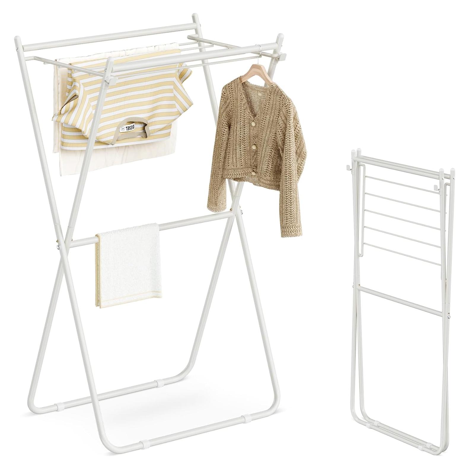 Soporte Plegable para Secar Ropa GameGem - Acero Carbono, Blanco