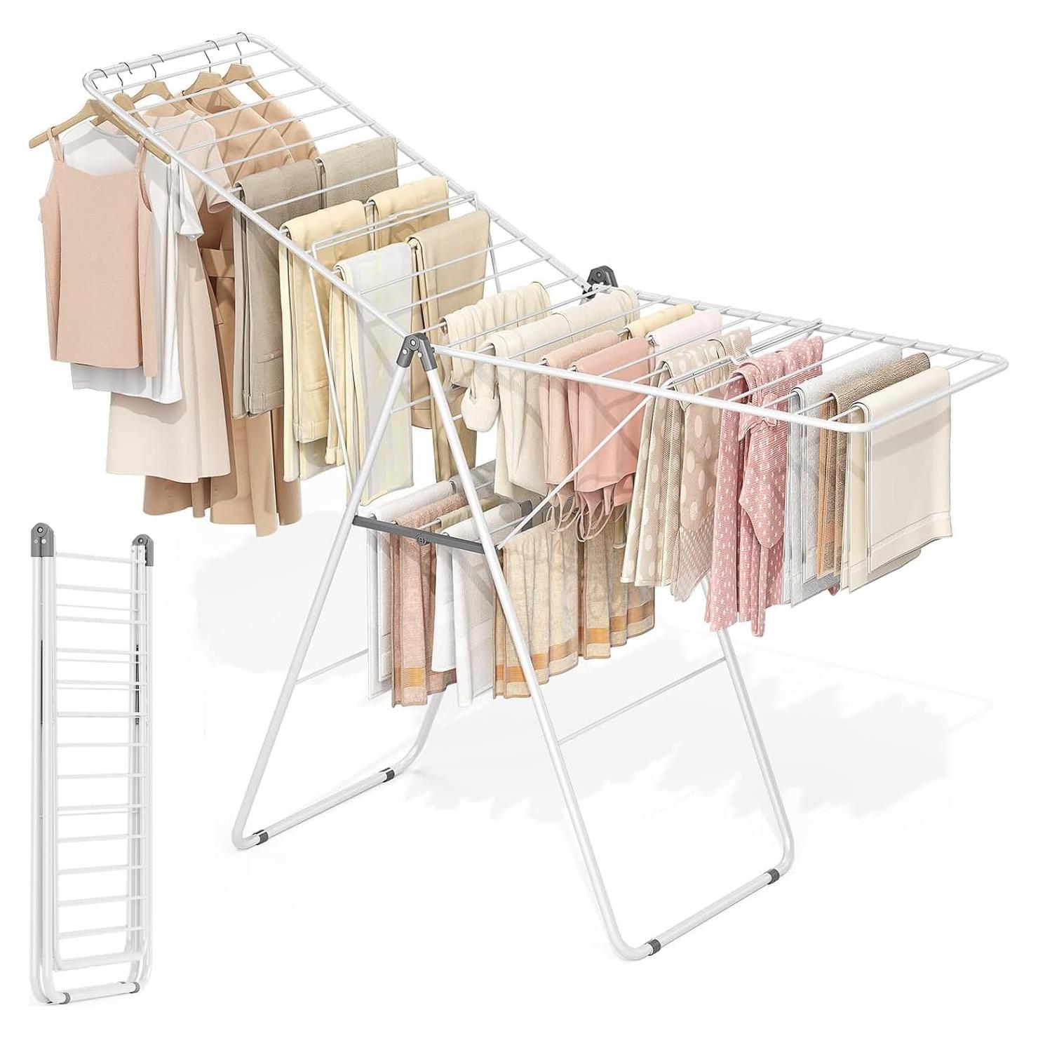 Perchero Plegable APEXCHASER para Secar Ropa Blanco Ajustable