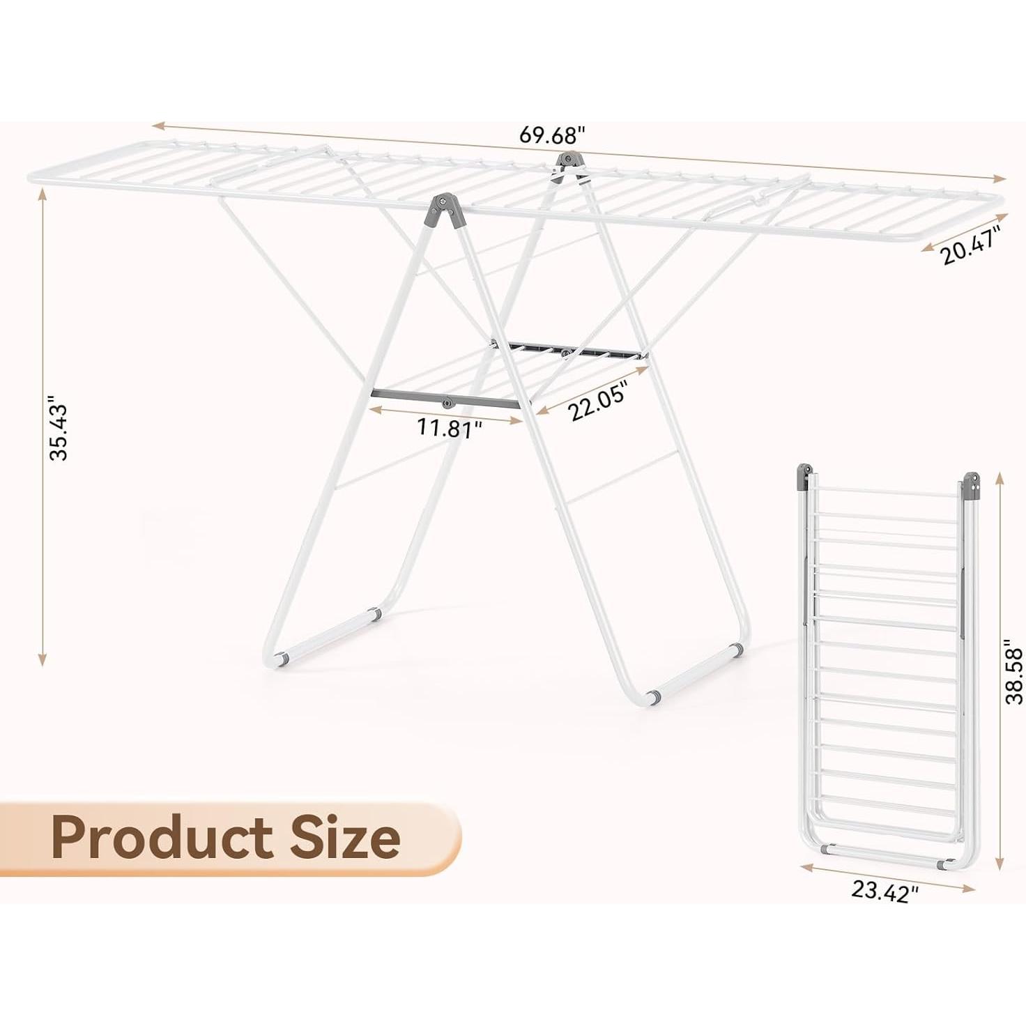 Perchero Plegable APEXCHASER para Secar Ropa Blanco Ajustable