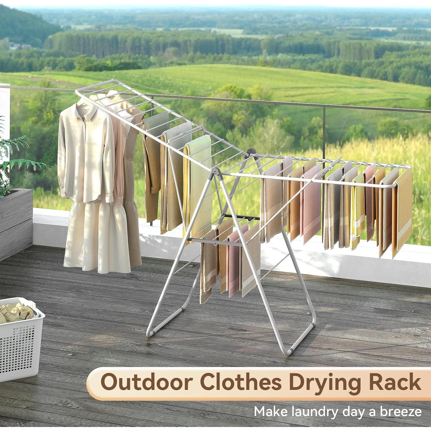 Perchero Plegable APEXCHASER para Secar Ropa Blanco Ajustable