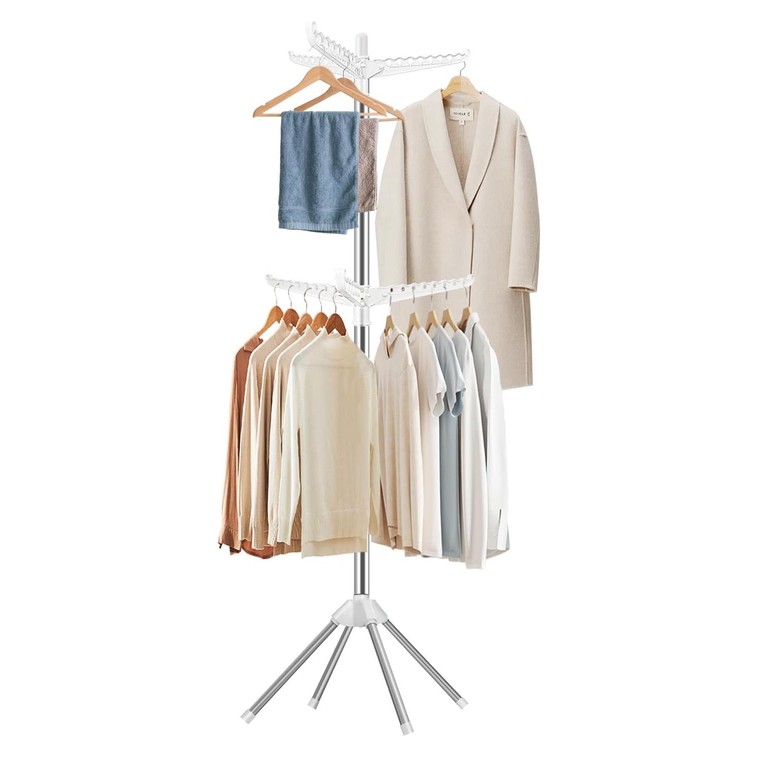 Perchero Plegable SUYU de 2 Niveles, Acero Inoxidable, 182.88 cm