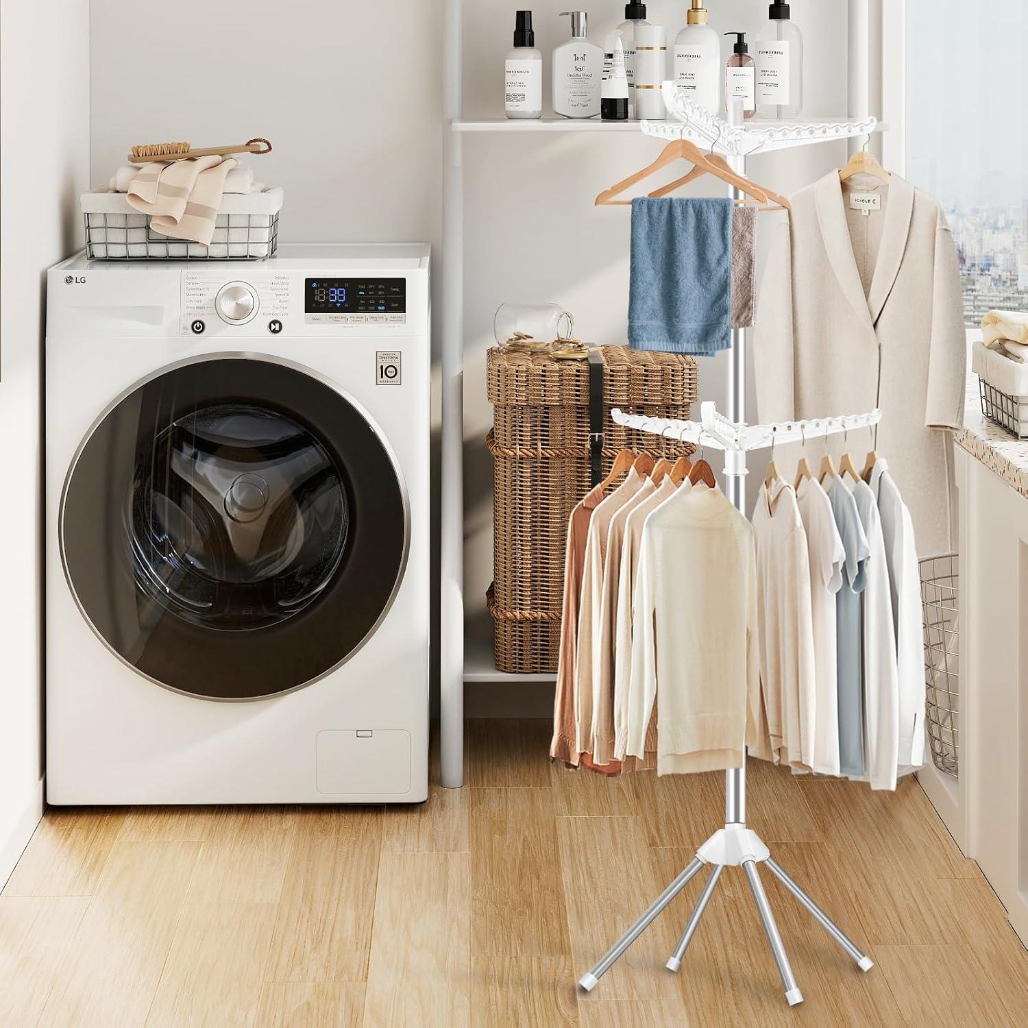 Perchero Plegable SUYU de 2 Niveles, Acero Inoxidable, 182.88 cm