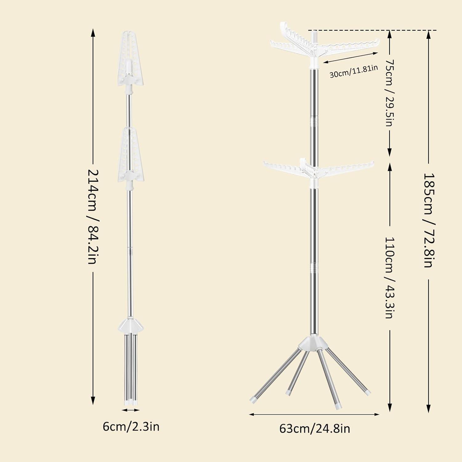 Perchero Plegable SUYU de 2 Niveles, Acero Inoxidable, 182.88 cm