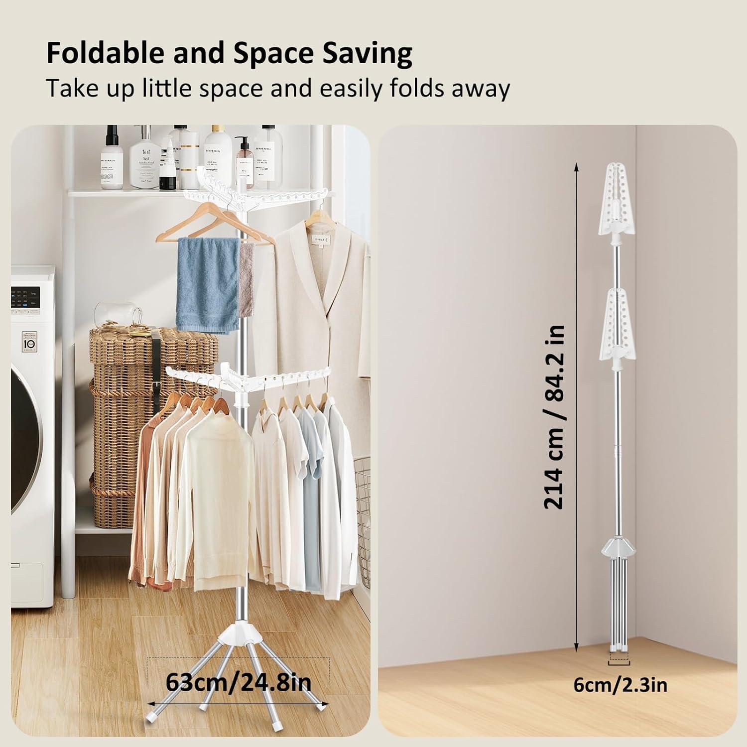 Perchero Plegable SUYU de 2 Niveles, Acero Inoxidable, 182.88 cm