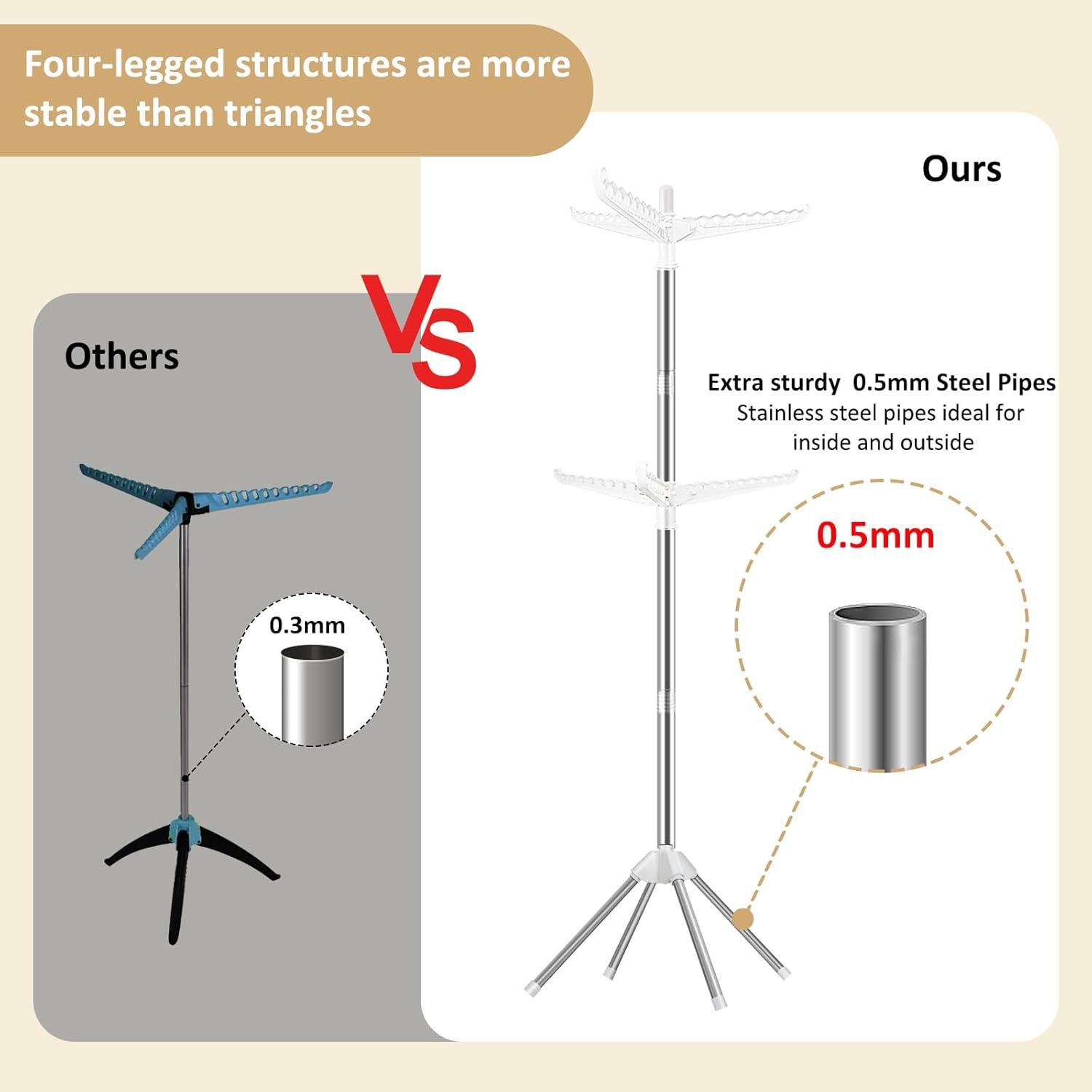 Perchero Plegable SUYU de 2 Niveles, Acero Inoxidable, 182.88 cm