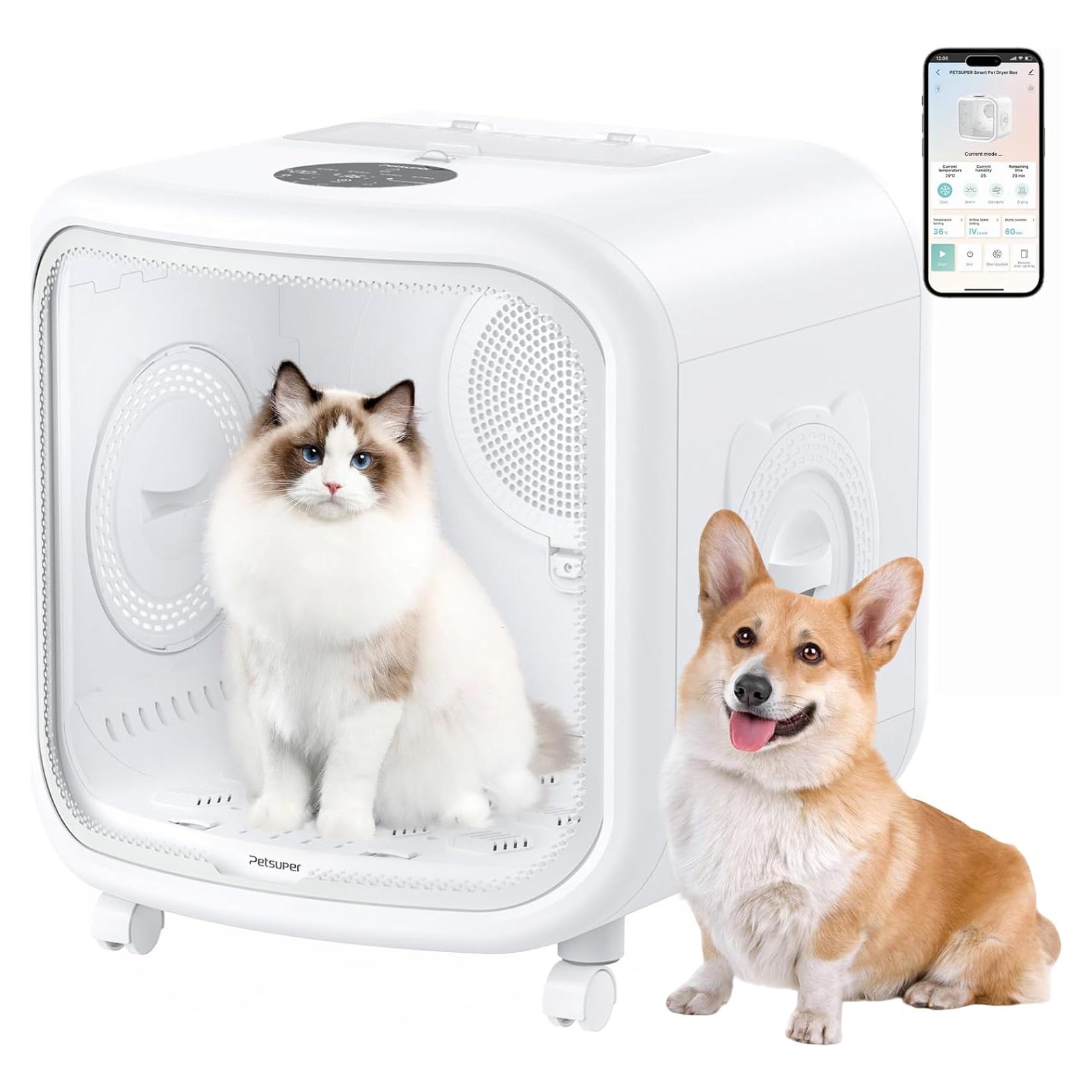 Caja de Secado Automática para Mascotas Petsuper 75L - Silenciosa y Controlada por App