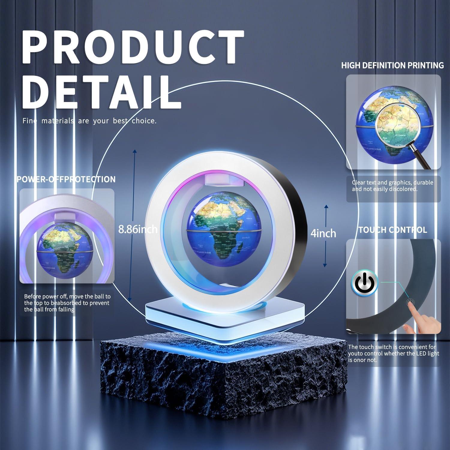 Globo Flotante Magnético Poojaed 22.5 cm con Luz LED