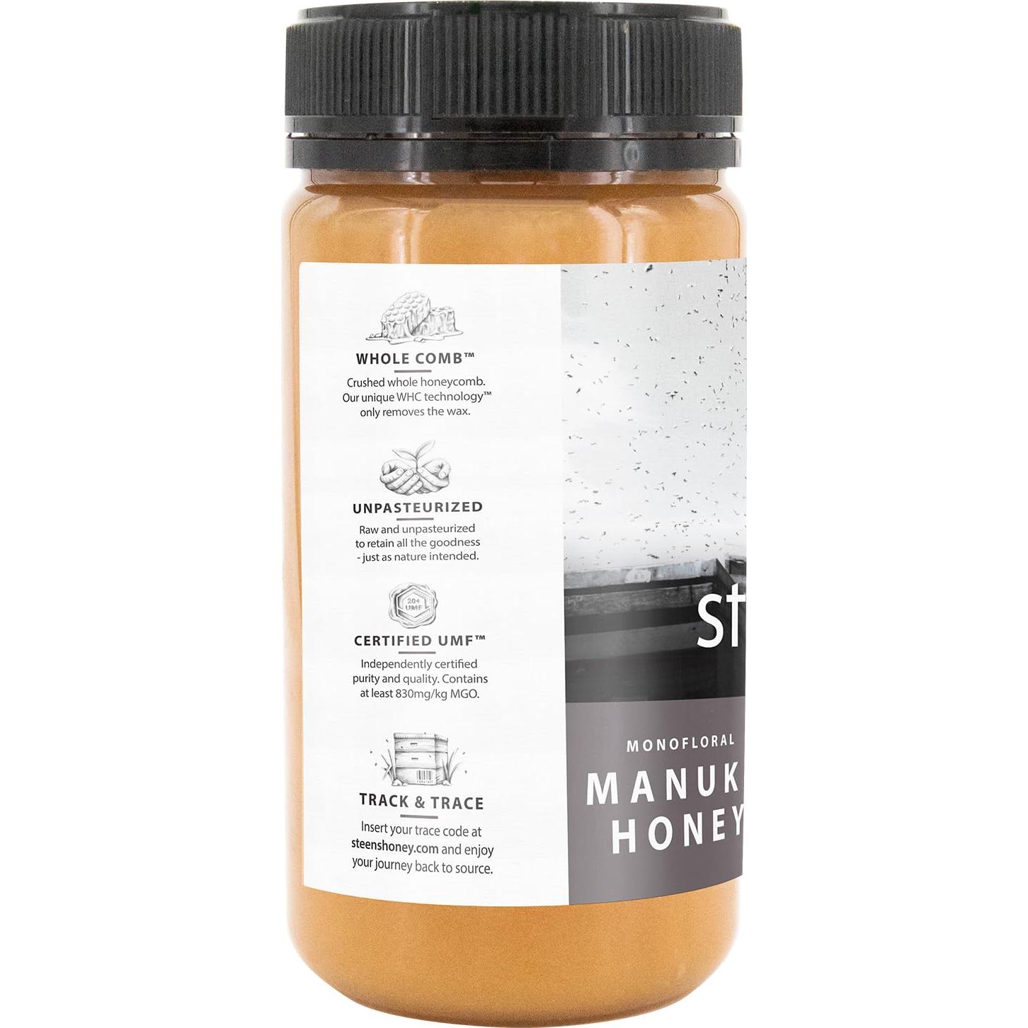 Miel Manuka Steens 500g - MGO 830+ y UMF 20+ Cruda y Pura